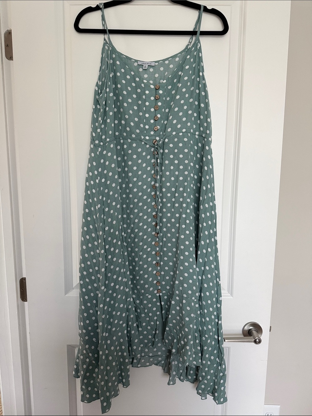 white birch Sage Green Polka Dot Maxi Skirt